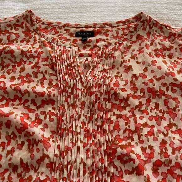 XL Talbots Multicolored Animal Print Long-Sleeve Blouse - Picture 3 of 7